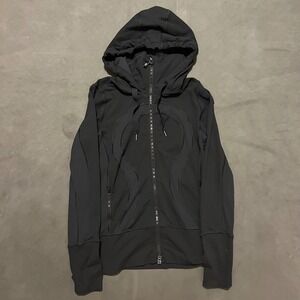 Lululemon Full Zip‎ Hooded In Stride Hoodie Womens Size 10 Black Thumbholes Yoga
